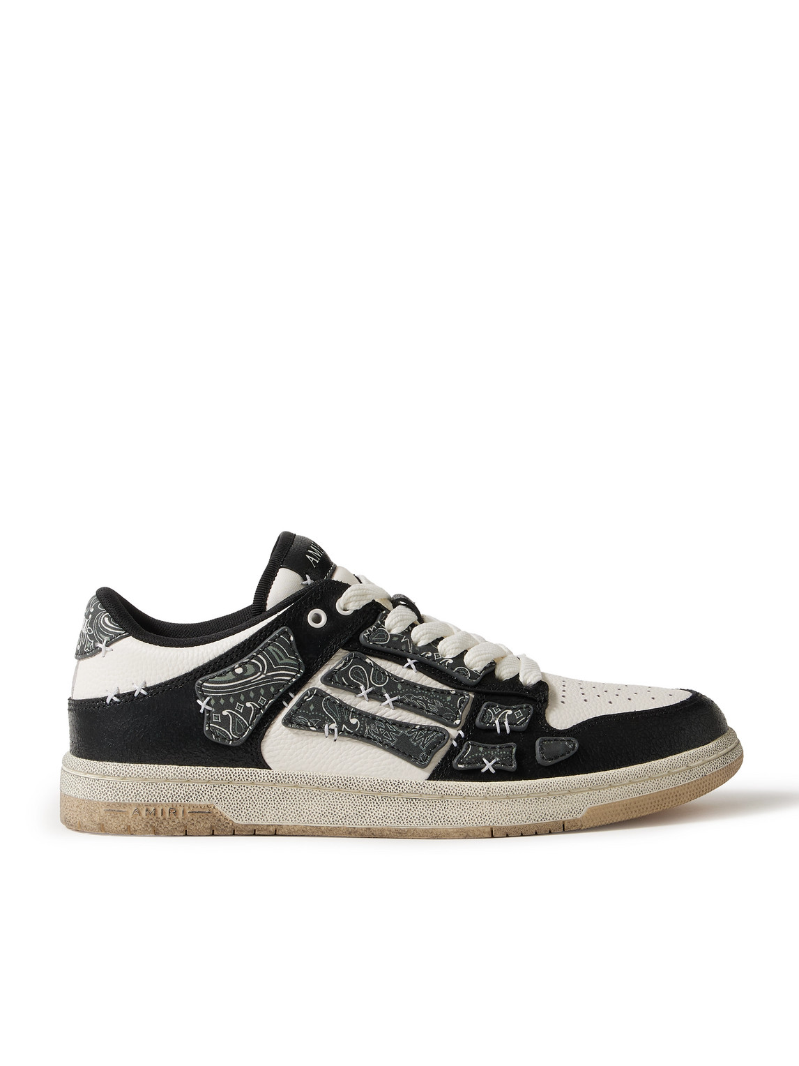 Skel-Top Appliquéd Leather and Bandana-Print Canvas Sneakers
