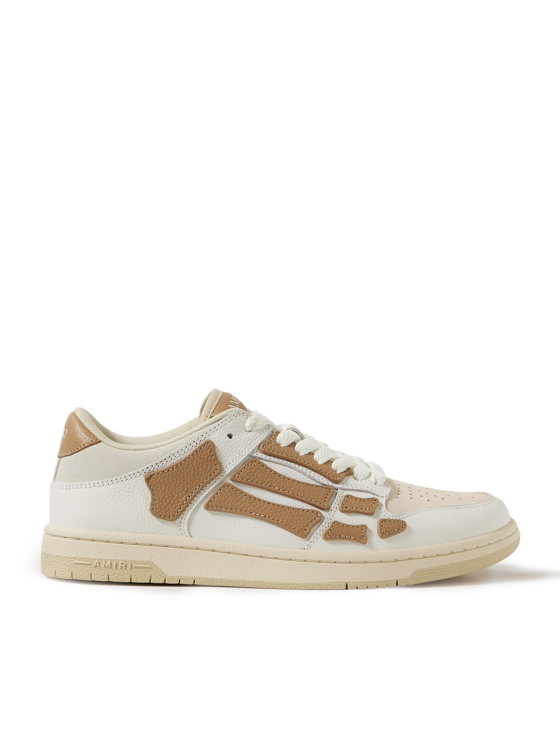 Skel-Top Appliquéd Leather and Suede Sneakers