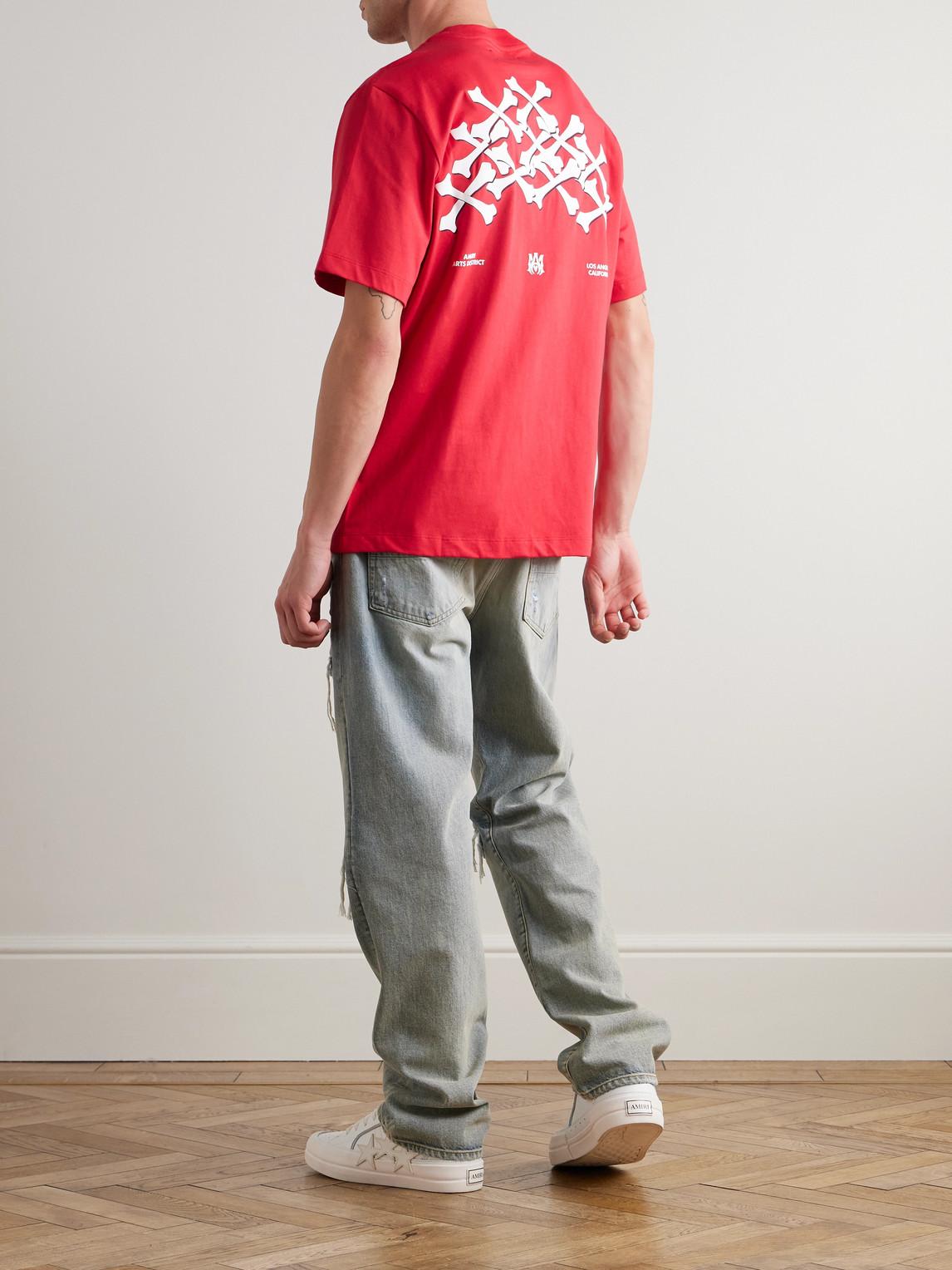 Amiri Bones Stacked Logo T-shirt In Red