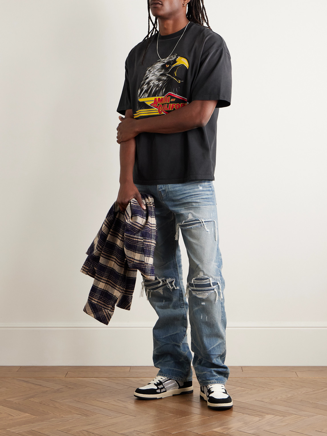 Amiri Mx1 Straight-leg Panelled Distressed Jeans