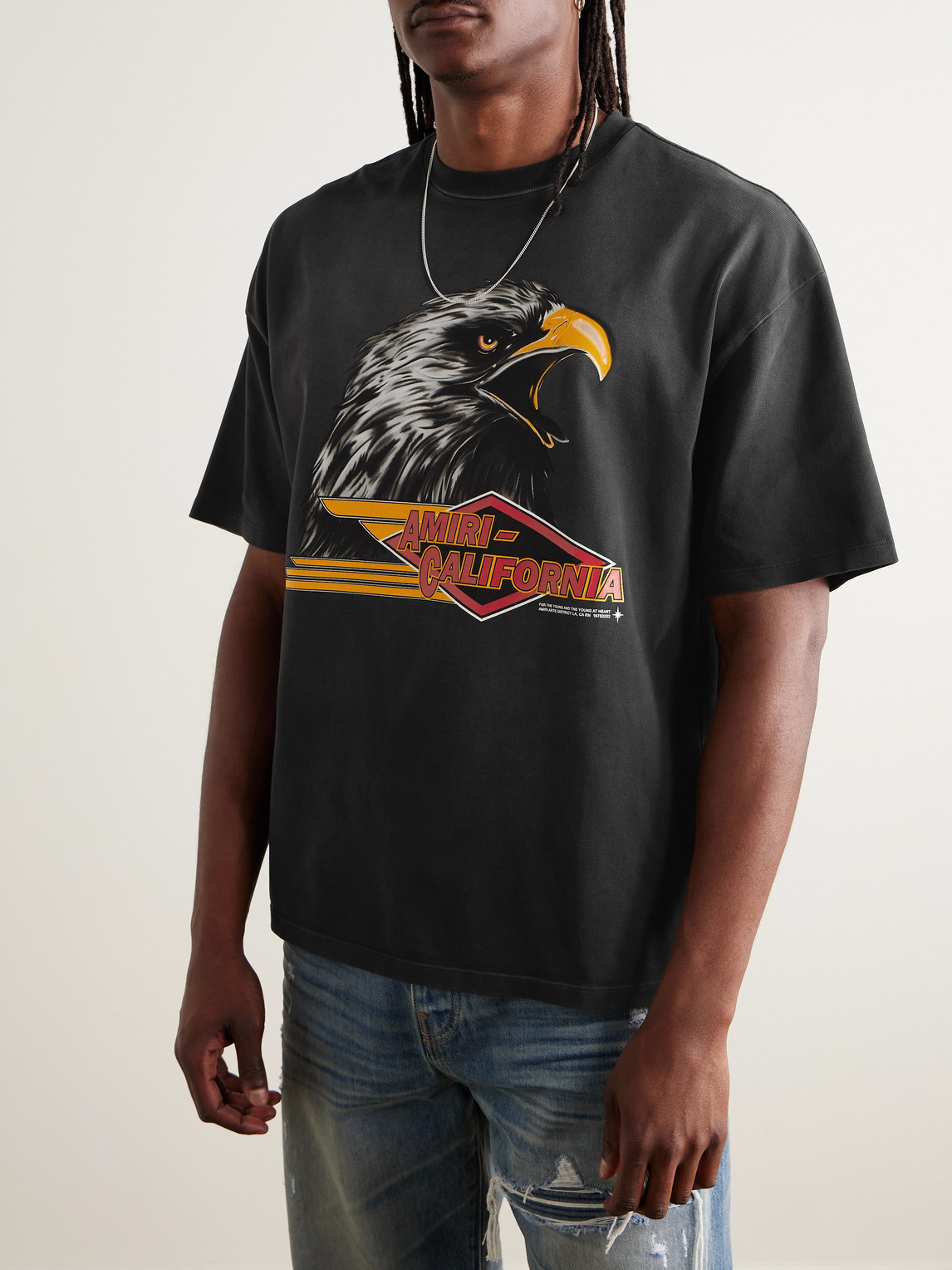 Amiri Mens Black Eagle Graphic-print Cotton-jersey T-shirt