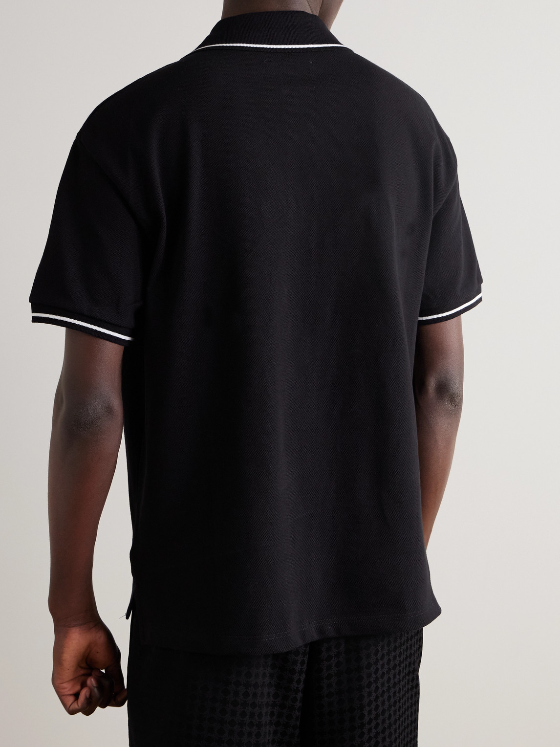 Amiri Tipped Collar Polo Shirt In Black