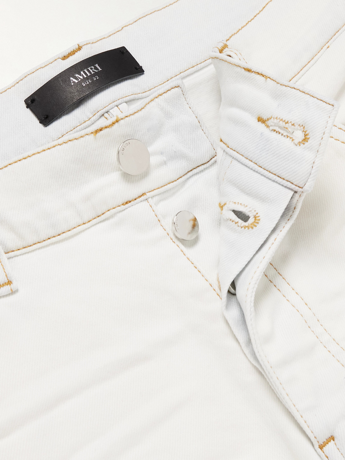 Amiri Blue Army Logo Painted Slim Workman Jeans In White