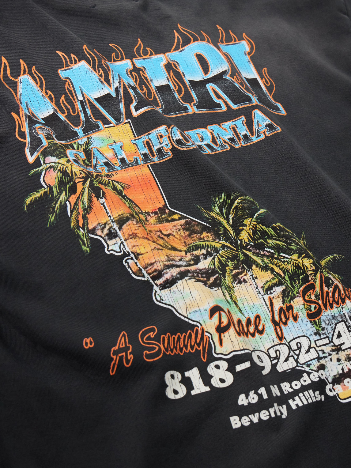 Amiri Sunny Place Logo-print Cotton-blend Jersey T-shirt In Black