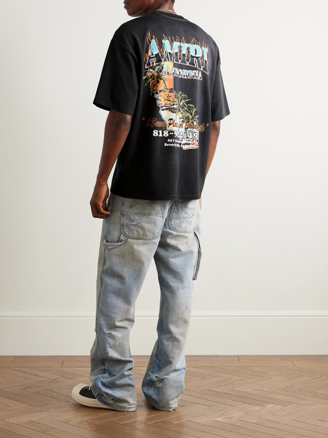 Amiri Sunny Place Logo-print Cotton-blend Jersey T-shirt In Black