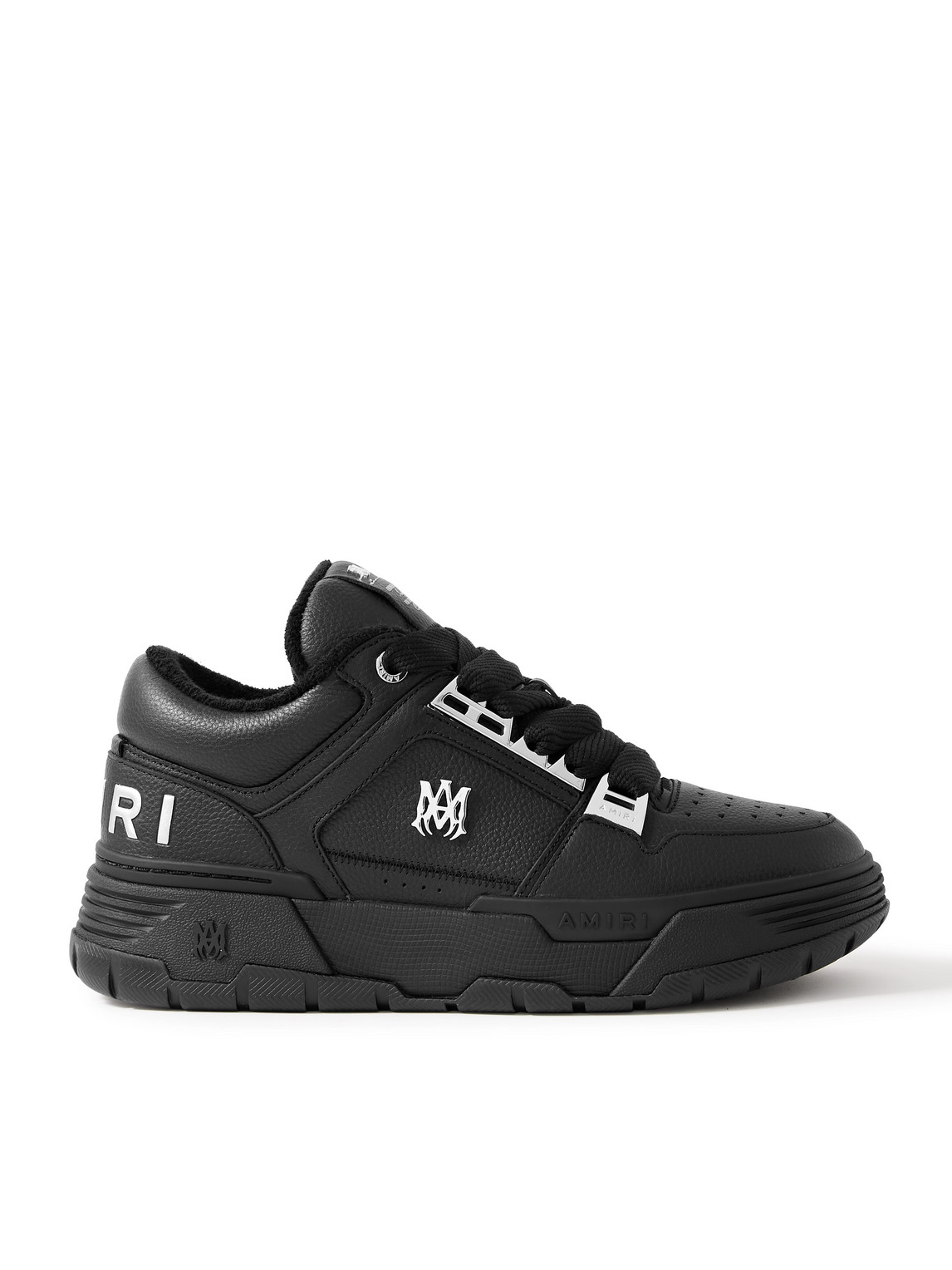 Amiri Ma-1 Embellished Full-grain Leather Sneakers In Black