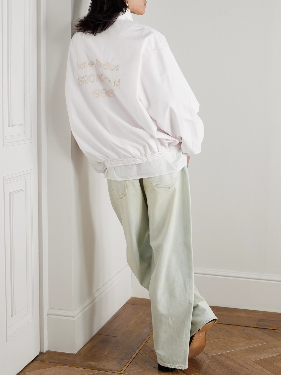 Acne Studios Olandios Logo-embroidered Cotton And Nylon-blend Bomber Jacket In White