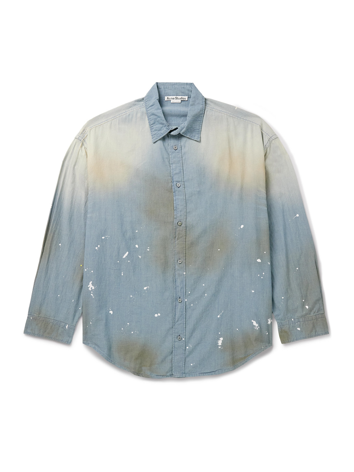 Acne Studios Distressed Cotton-chambray Shirt In Multi