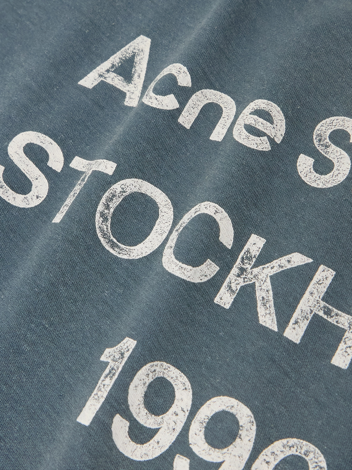 Acne Studios Exford Distressed Logo-print Cotton And Hemp-blend Jersey T-shirt In Green