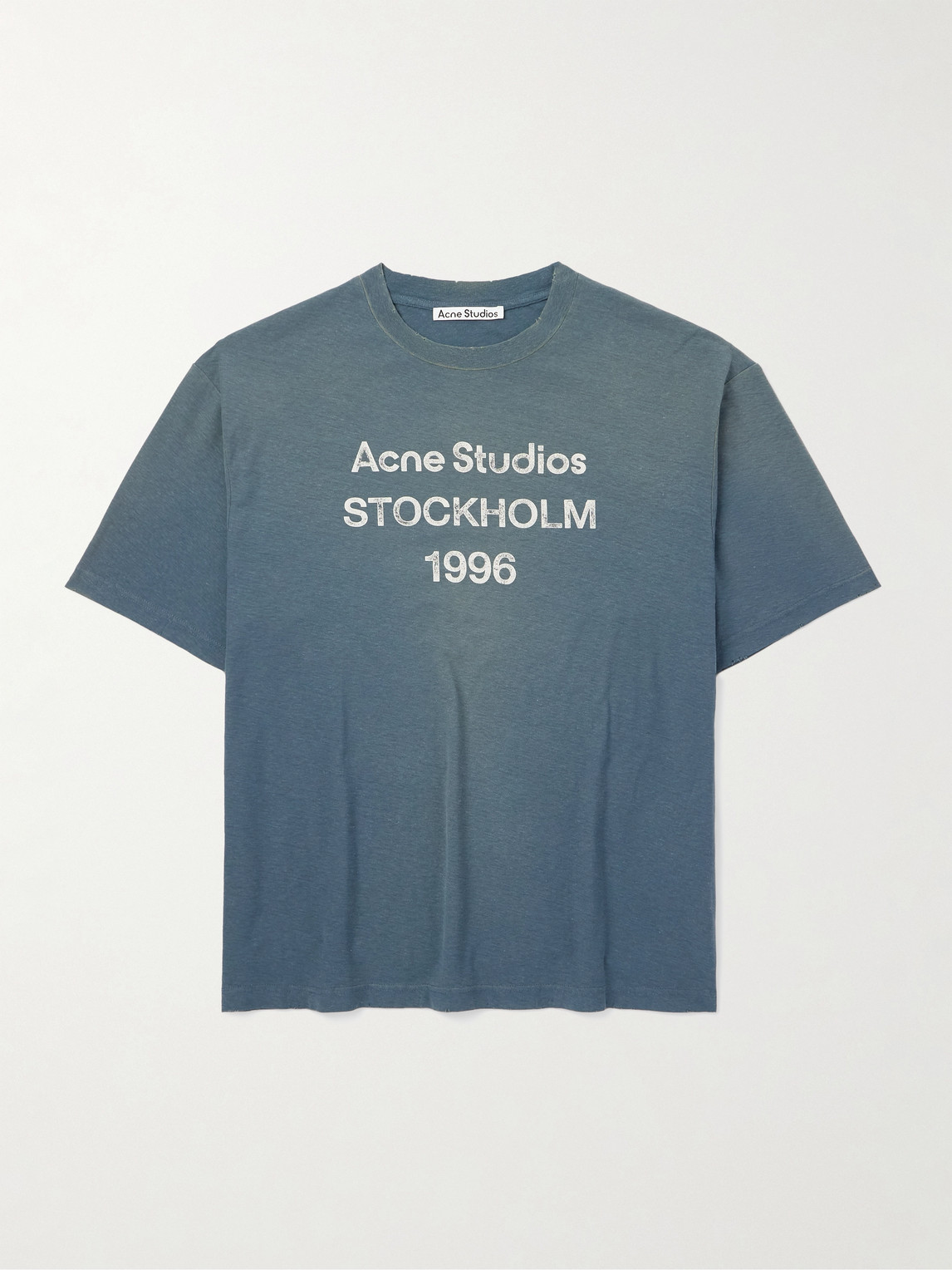 Acne Studios Exford Distressed Logo-Print Cotton and Hemp-Blend Jersey T-Shirt - Men
