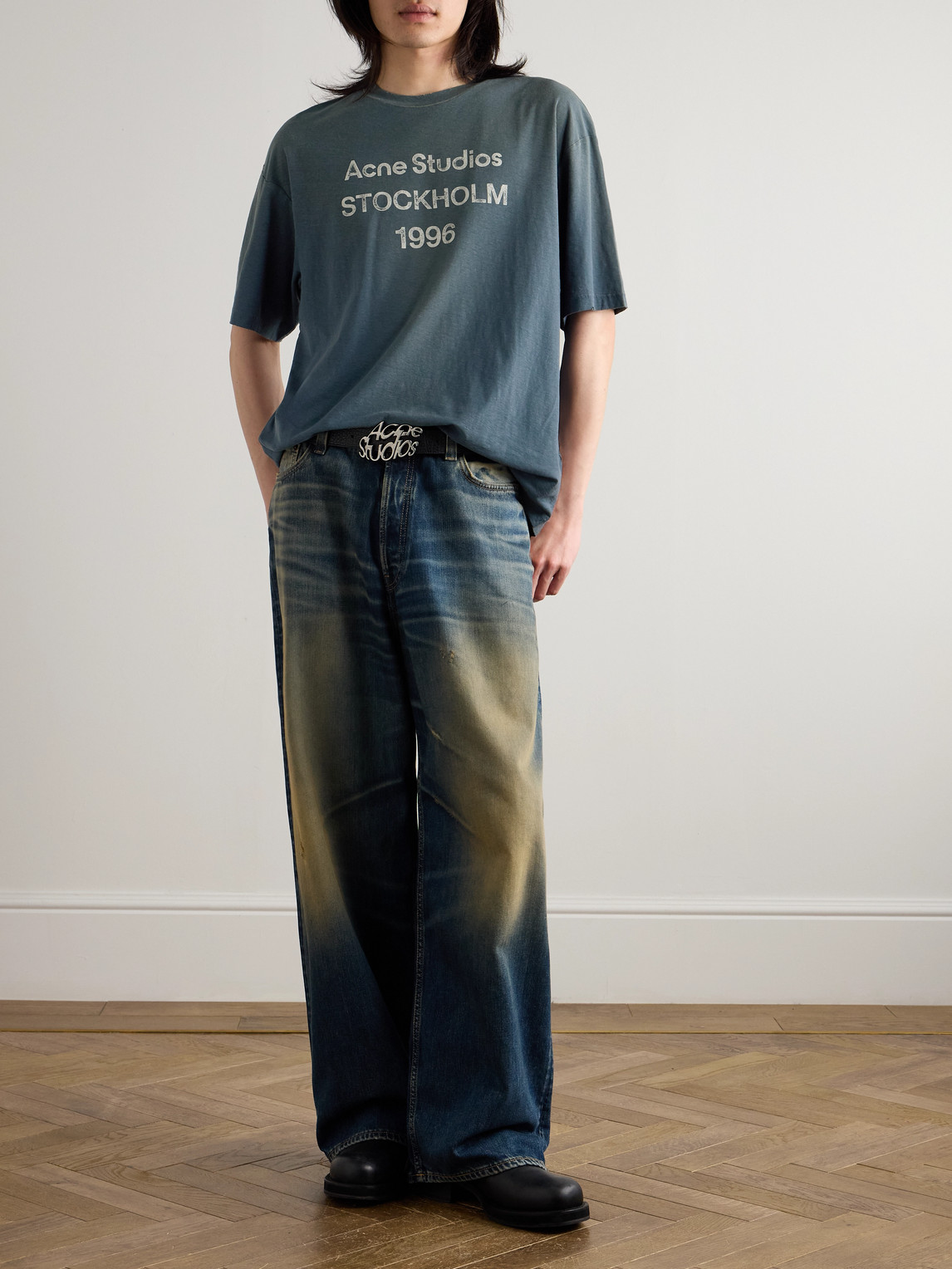 Acne Studios - Exford Distressed Logo-Print Cotton and Hemp