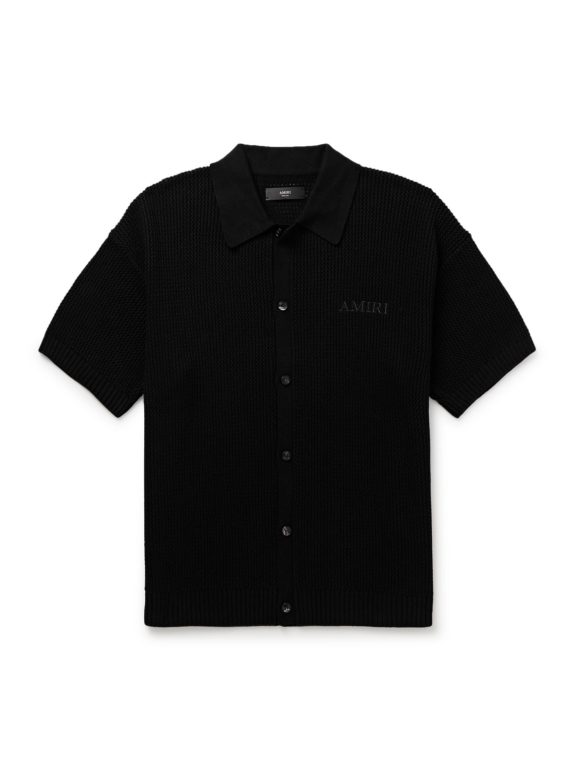 Amiri Logo-embroidered Crocheted Cotton Shirt In Black