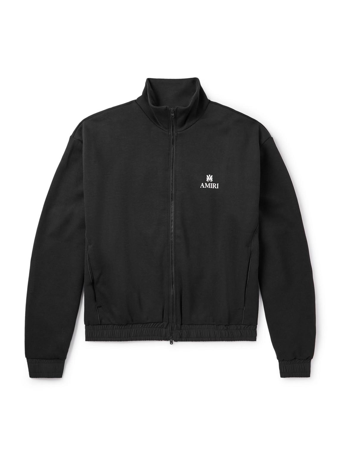 Amiri Lounge Logo-embroidered Tech-jersey Track Jacket In Black