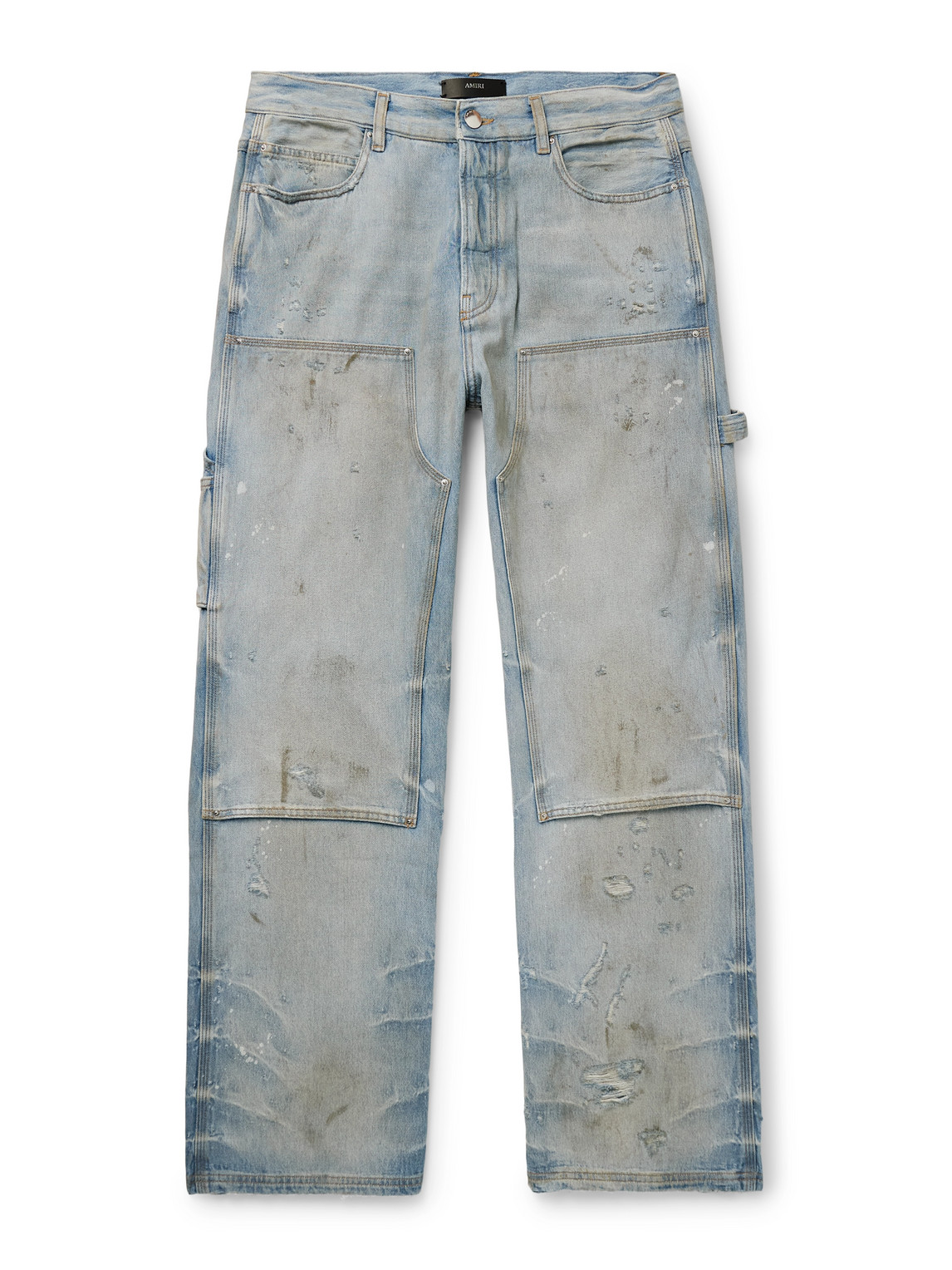 Amiri Carpenter Straight-leg Distressed Jeans In Blue