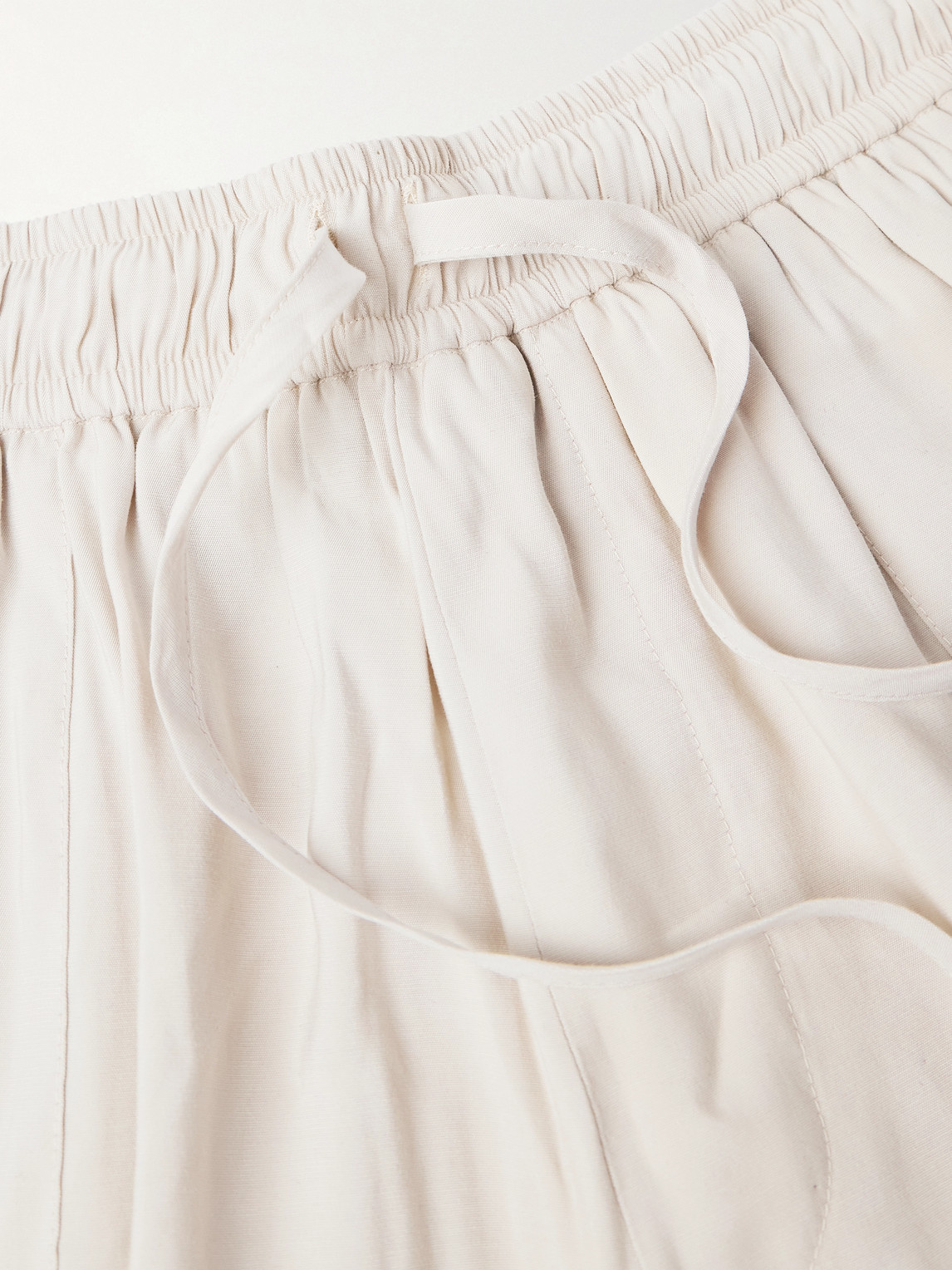 Amiri Hollywood Straight-leg Logo-flocked Modal-blend Drawstring Shorts In Neutral