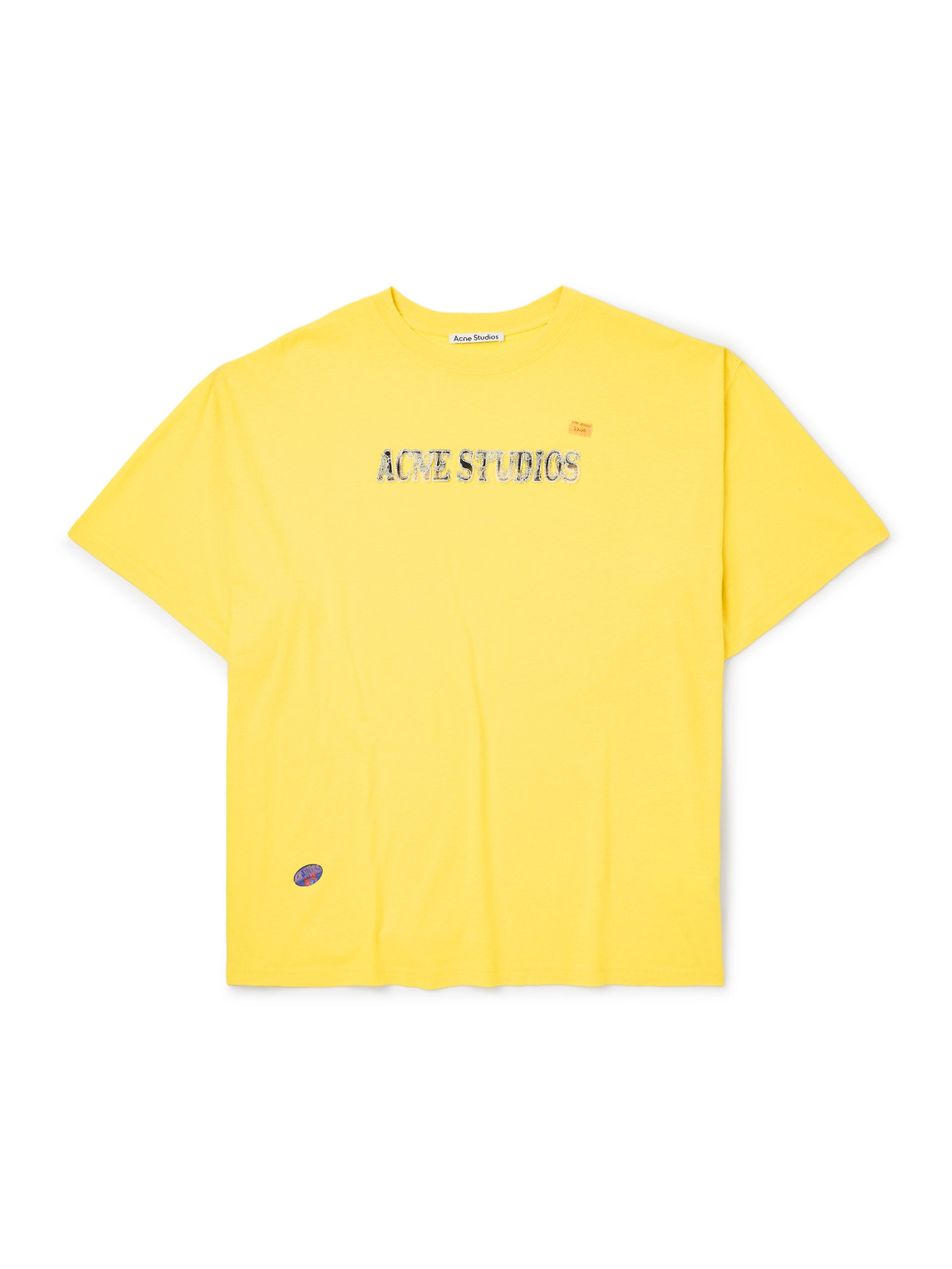 Acne Studios Oversized Logo-appliquéd Cotton And Hemp-blend Jersey T-shirt In Yellow
