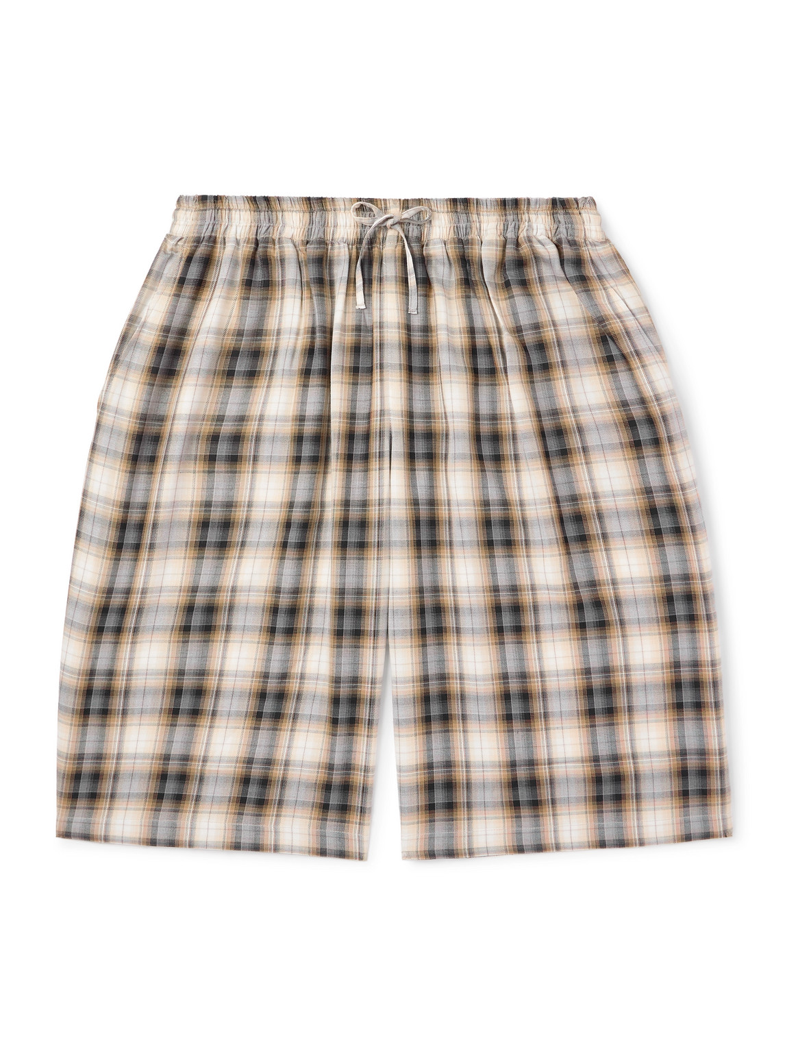 Acne Studios Straight-leg Checked Twill Drawstring Shorts In Brown