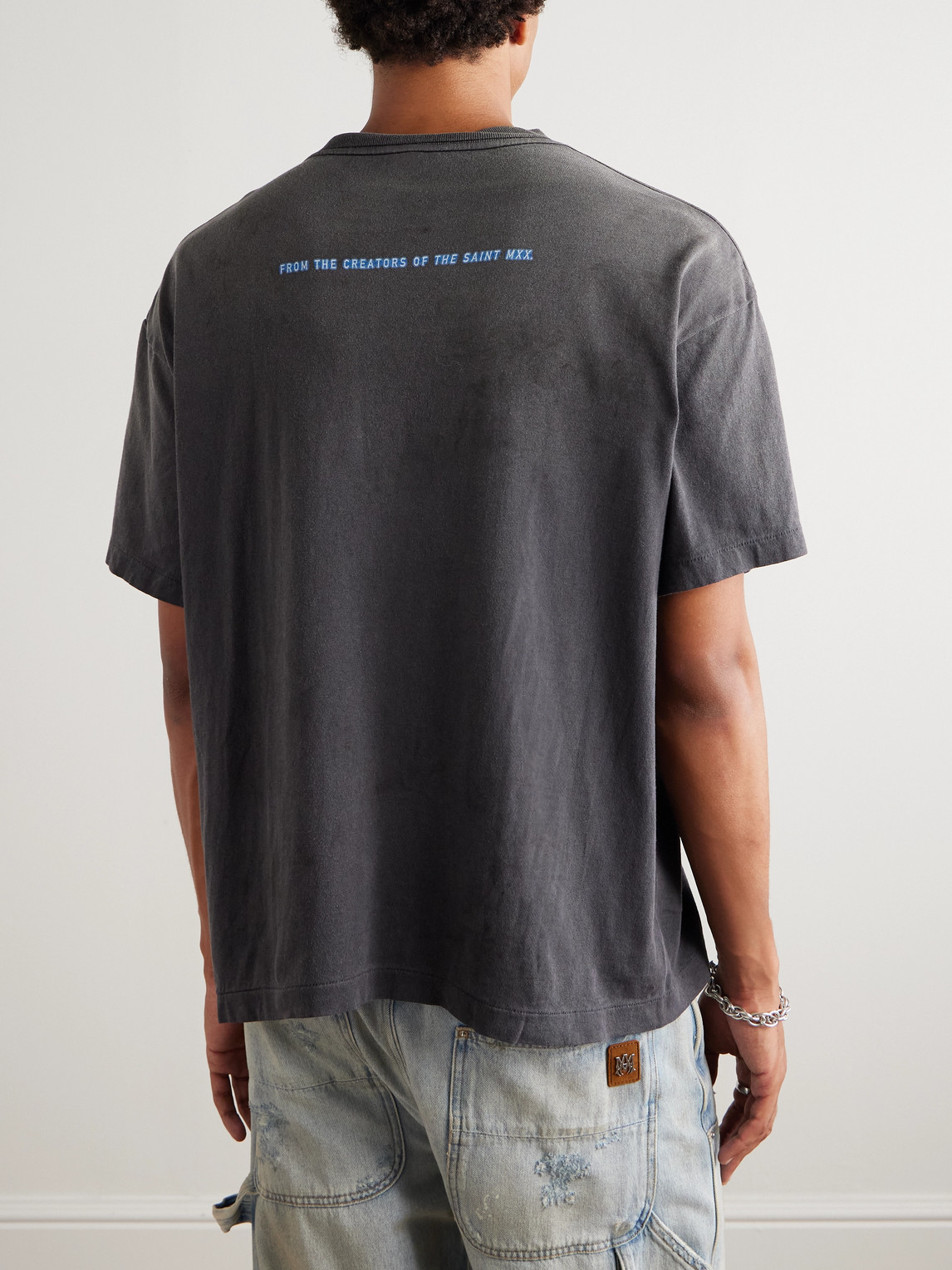 Saint Mxxxxxx The Matrix Printed Cotton-jersey T-shirt In Black