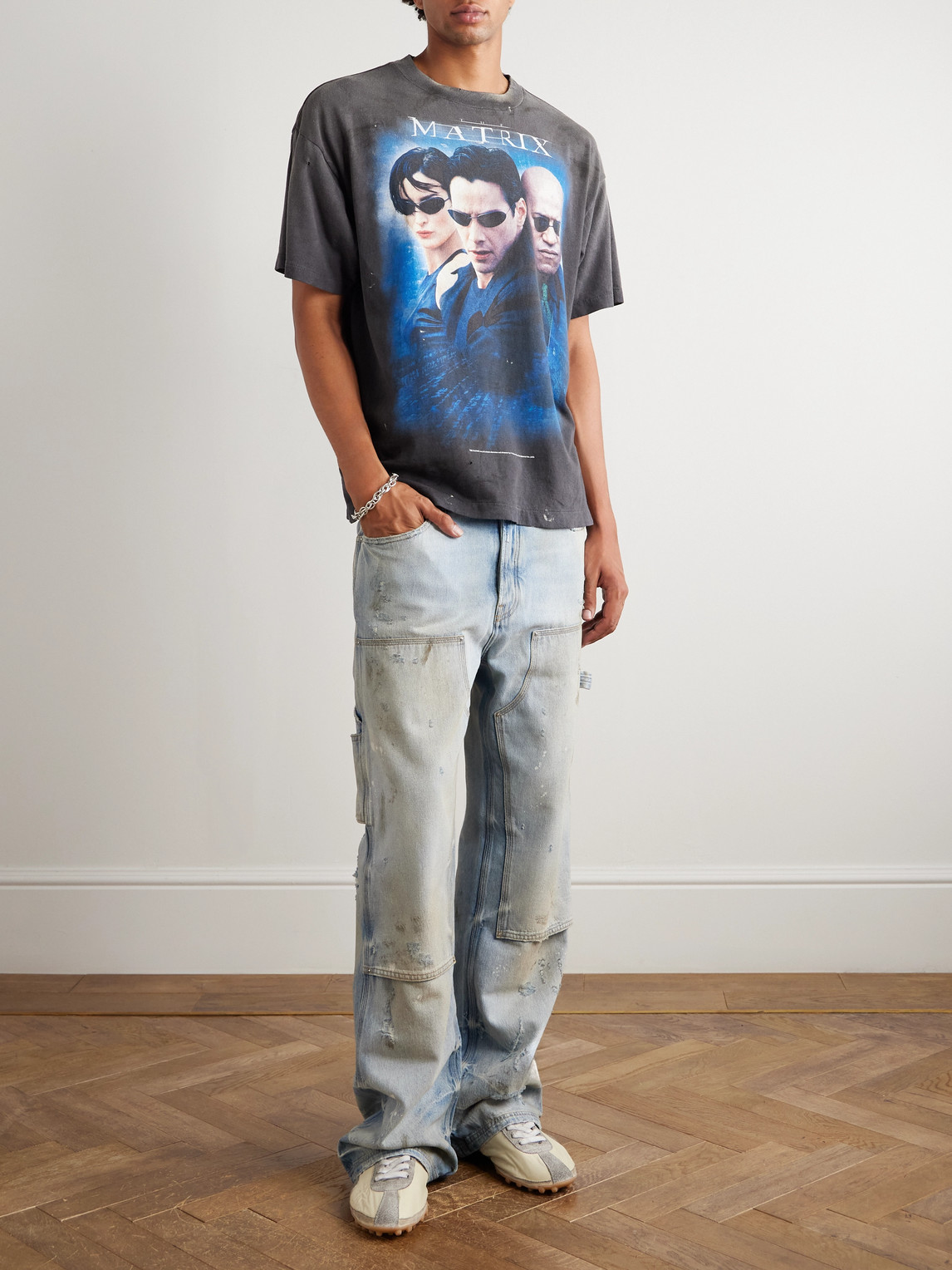 Saint Mxxxxxx The Matrix Printed Cotton-jersey T-shirt In Black