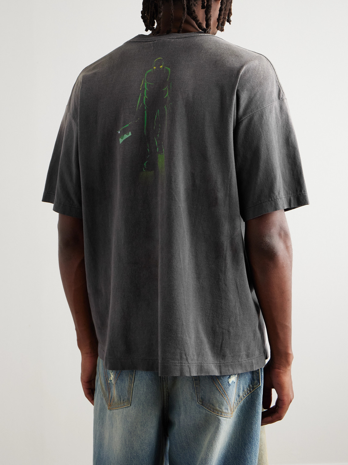 Saint Mxxxxxx Santastic! Geeks Rule Distressed Printed Cotton-jersey T-shirt In Gray