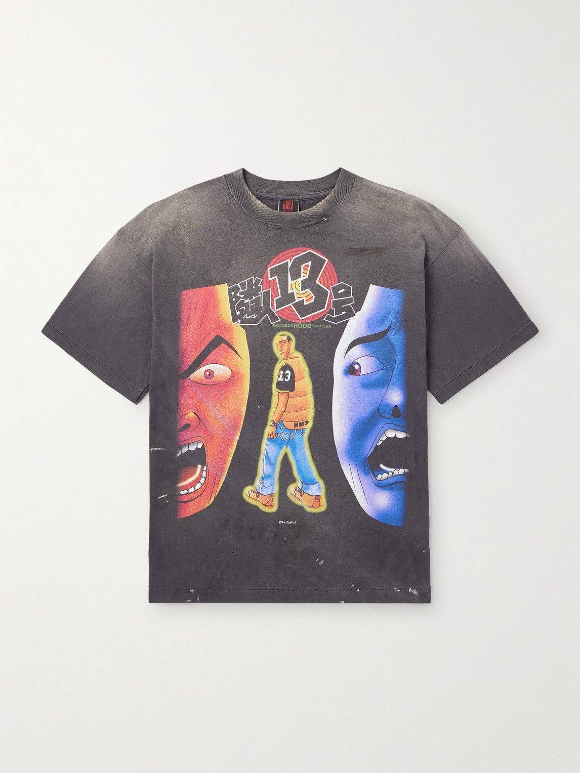 SAINT Mxxxxxx SANTASTIC! GEEKS RULE Distressed Printed Cotton-Jersey T-Shirten