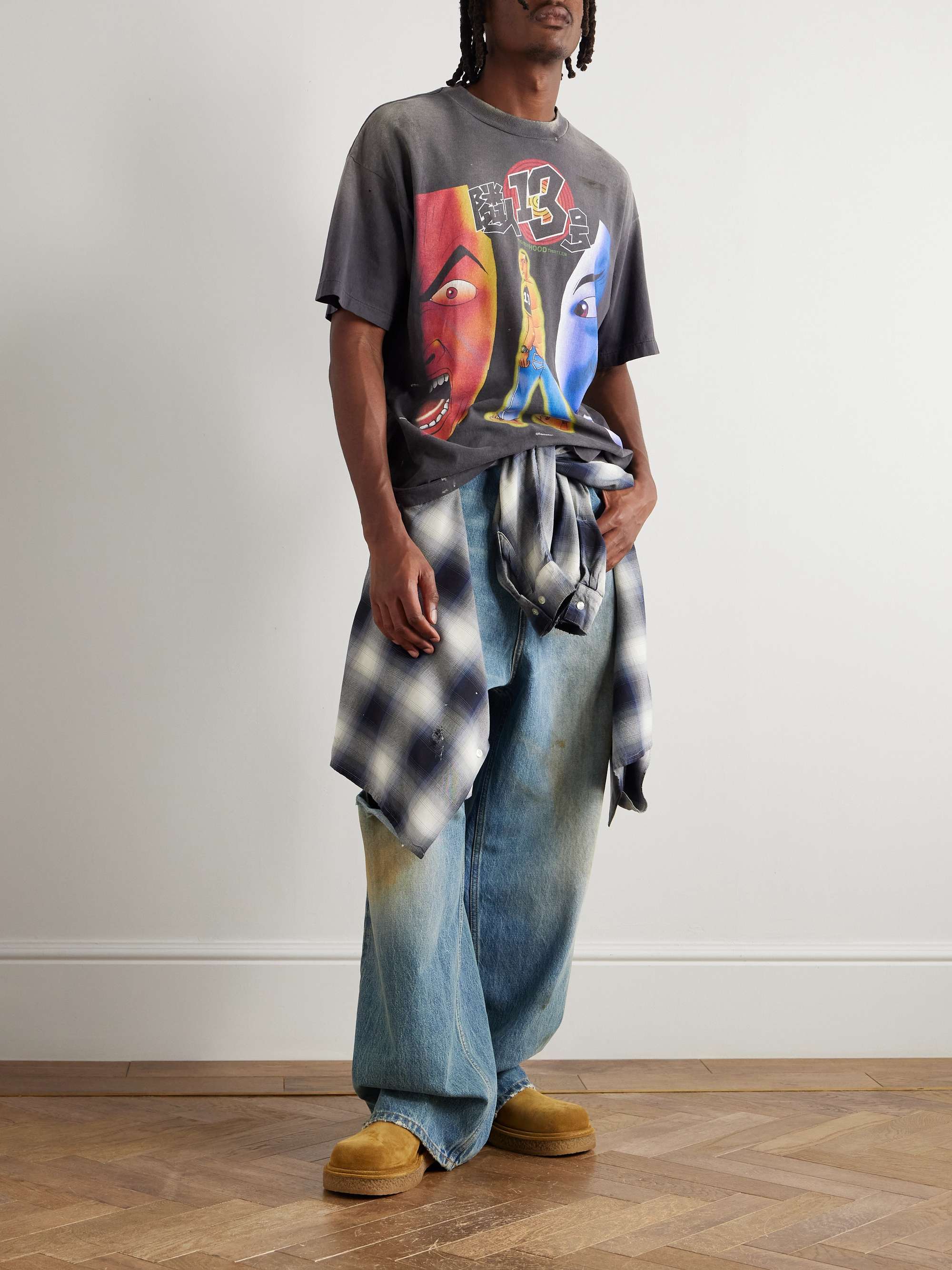 トップス SAINT Mxxxxxx x Santastic! X GEEKS RULE SAINT MXXXXXX + SANTASTIC! + GEEKS RULE Distressed Printed