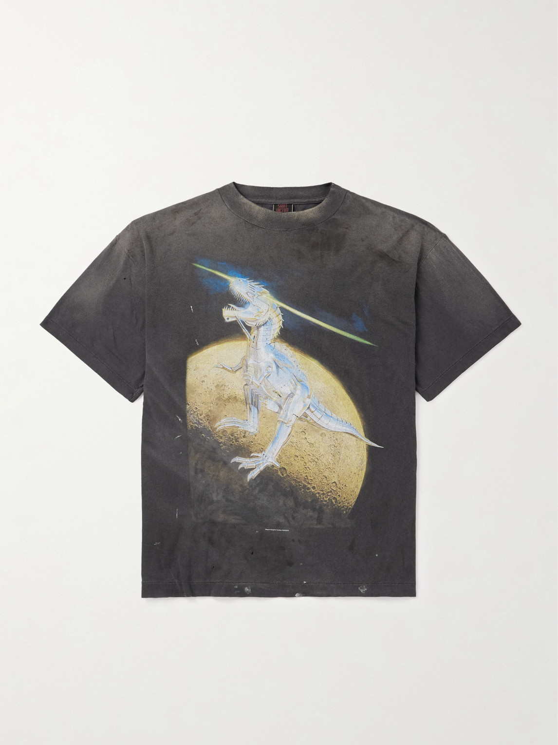 SAINT Mxxxxxx orayama T-Rex Printed Distressed Cotton-Jersey T-hirt - Men