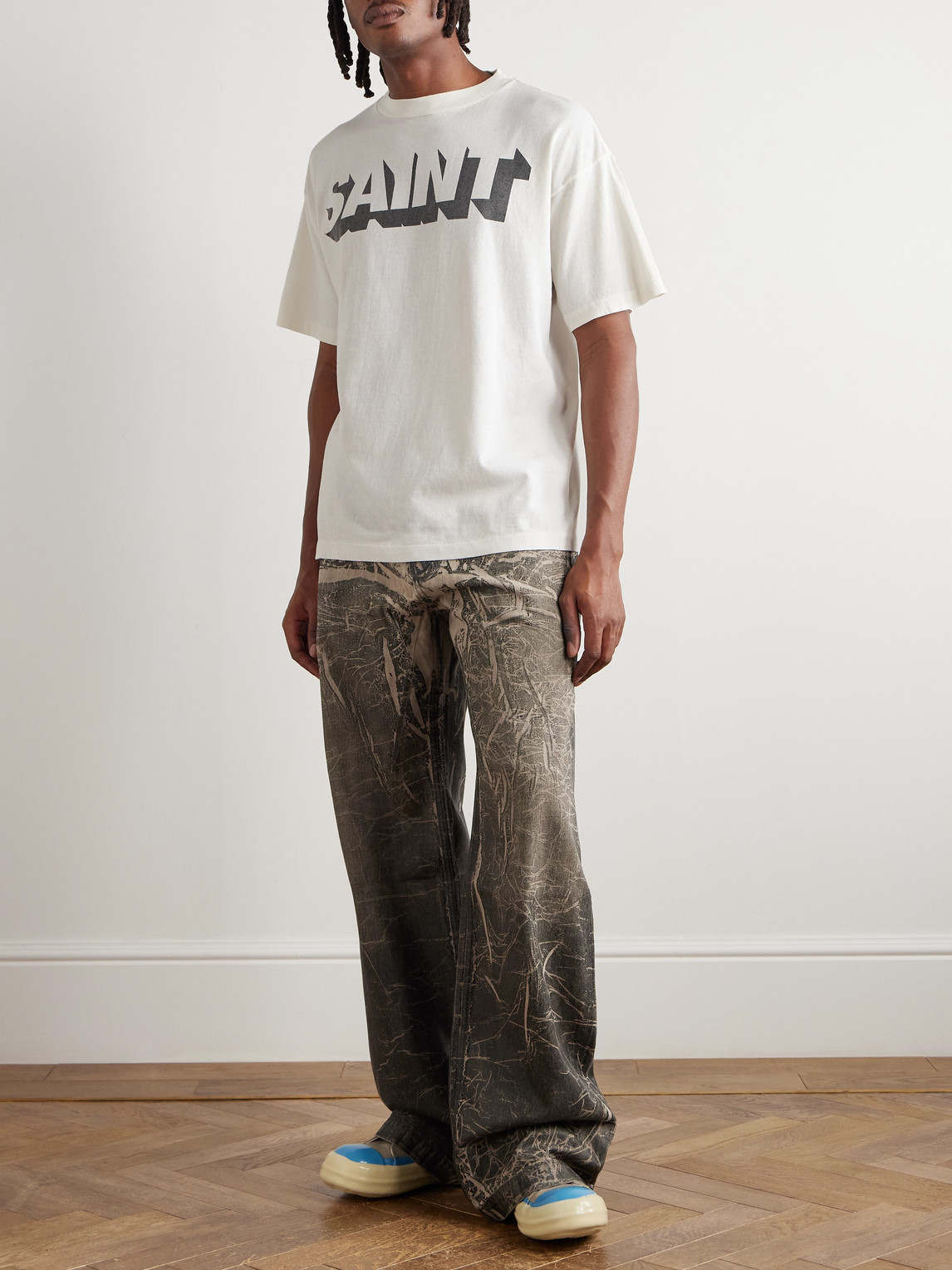 Saint Mxxxxxx Alpha Logo-print Cotton-jersey T-shirt In White