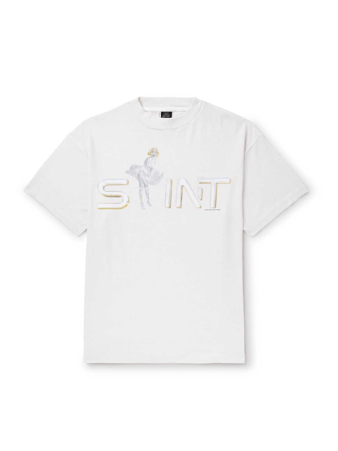 Saint Mxxxxxx Sorayama Marilyn Logo-print Cotton-jersey T-shirt In White