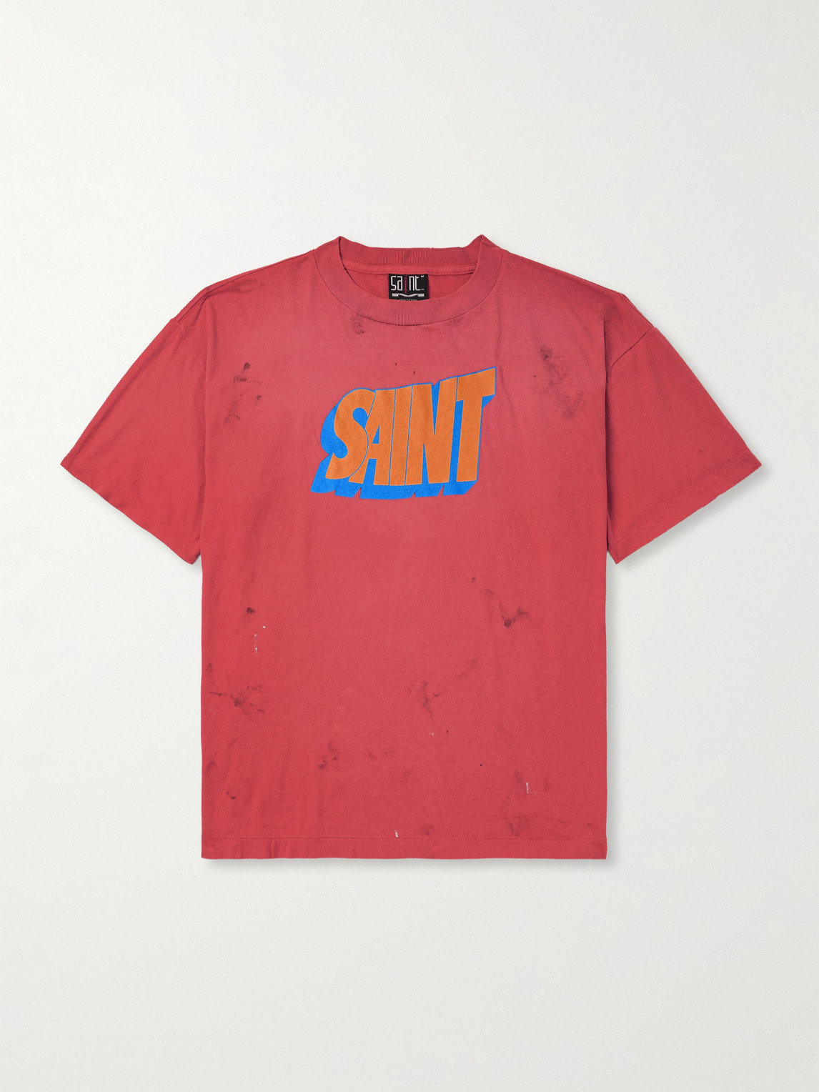 SAINT Mxxxxxx Logo-Print Distressed Cotton-Jersey T-hirt - Men