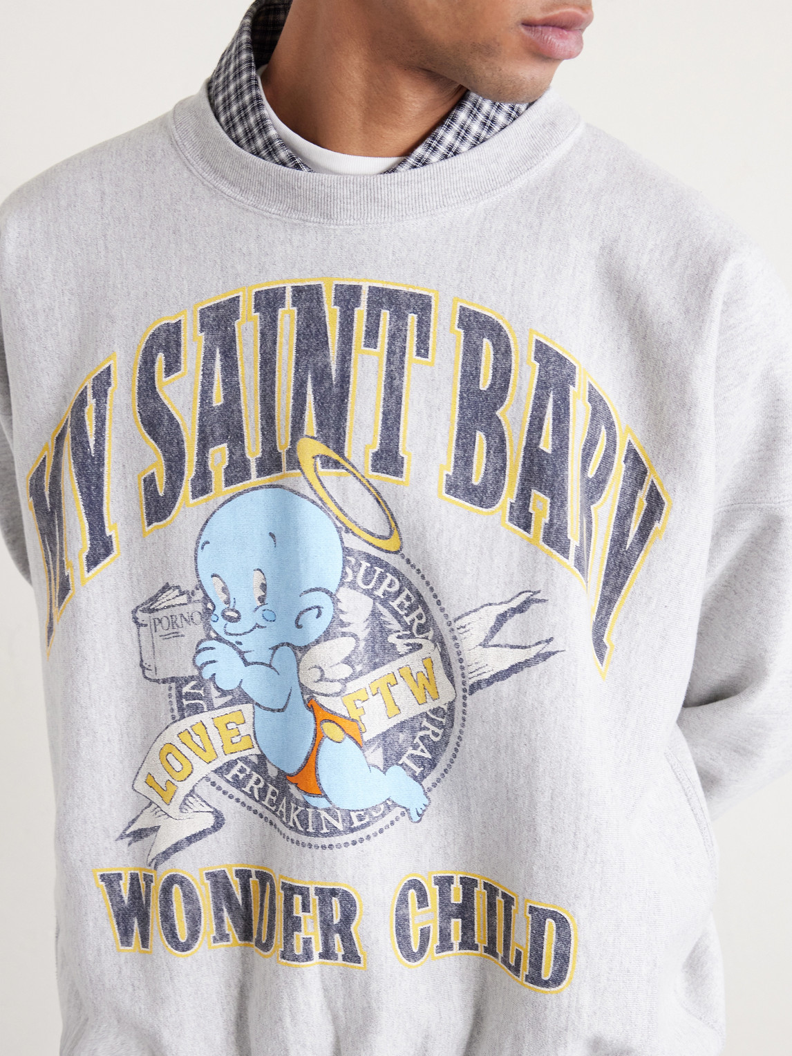  Saint Mxxxxxx - Printed Cotton-blend Jersey Sweatshirt - Men - Gray - S 