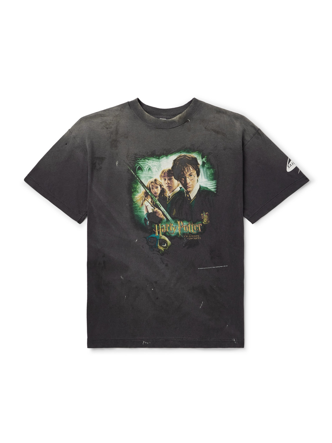 Saint Mxxxxxx Harry Potter And The Chamber Of Secrets Printed Cotton-jersey T-shirt In Black
