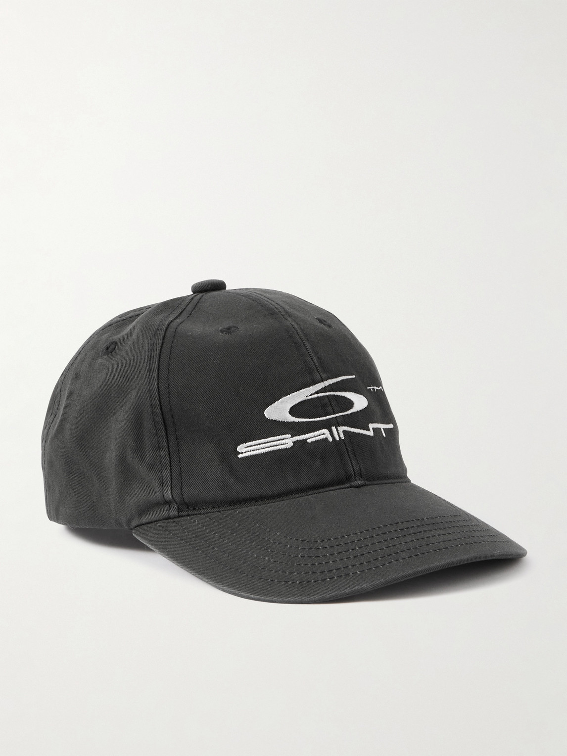 Saint Mxxxxxx Logo-embroidered Cotton-twill Baseball Cap In Black