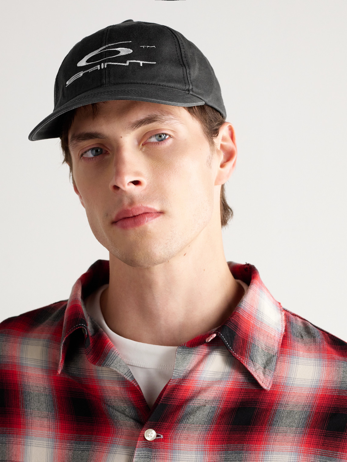 Saint Mxxxxxx Logo-embroidered Cotton-twill Baseball Cap In Black