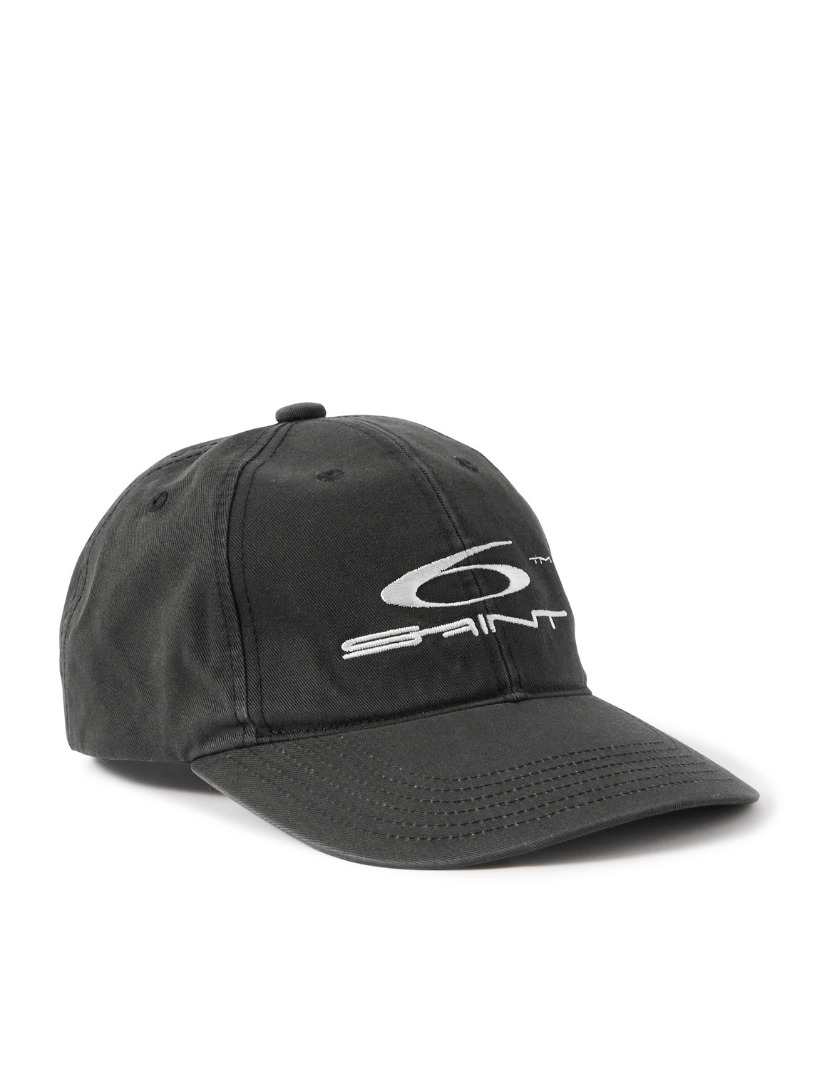 Saint Mxxxxxx Logo-embroidered Cotton-twill Baseball Cap In Black
