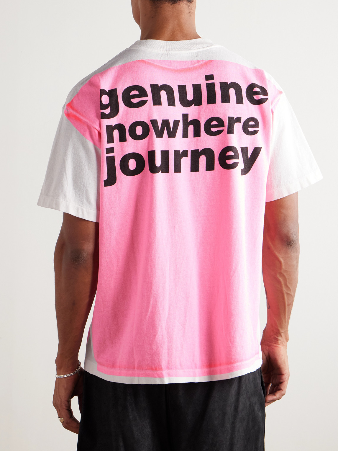 Saint Mxxxxxx Bape® Genuine Nowhere Journey Printed Cotton-jersey T-shirt In Pink