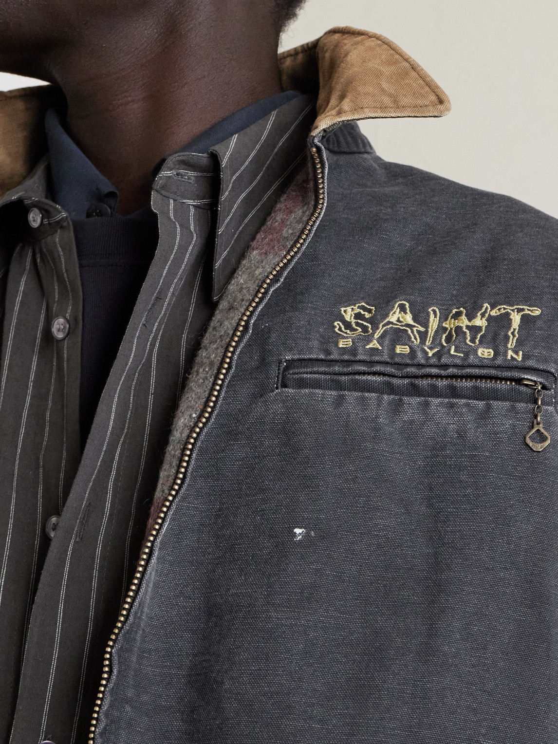 ジャケット・アウター SAINT Mxxxxxx x BABYLON Detroit Jacket L SAINT Mxxxxxx Babylon Detroit Logo-Embroidered Cotton Jacket -