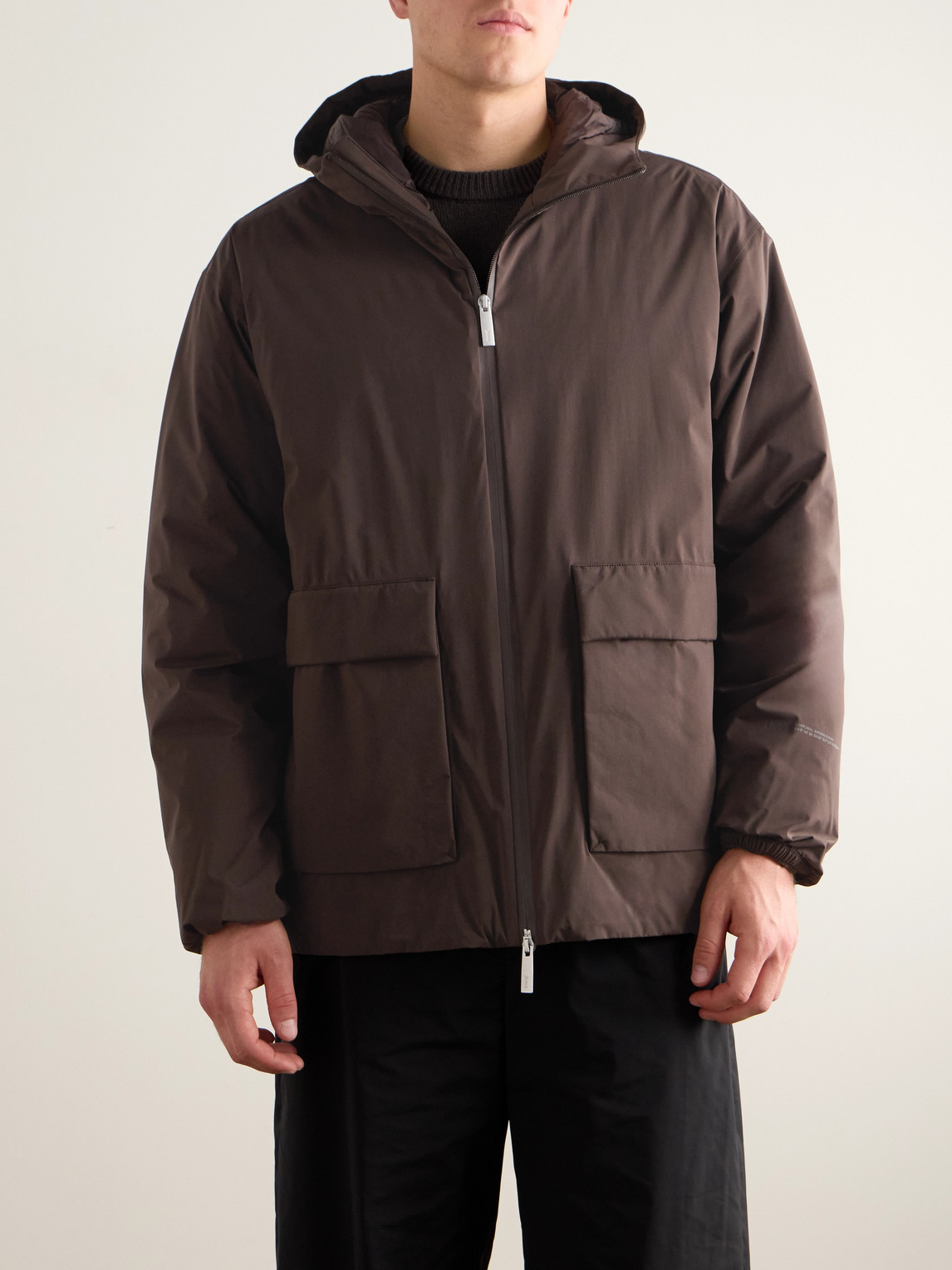Laminar Hooded Down Jacket In Brown