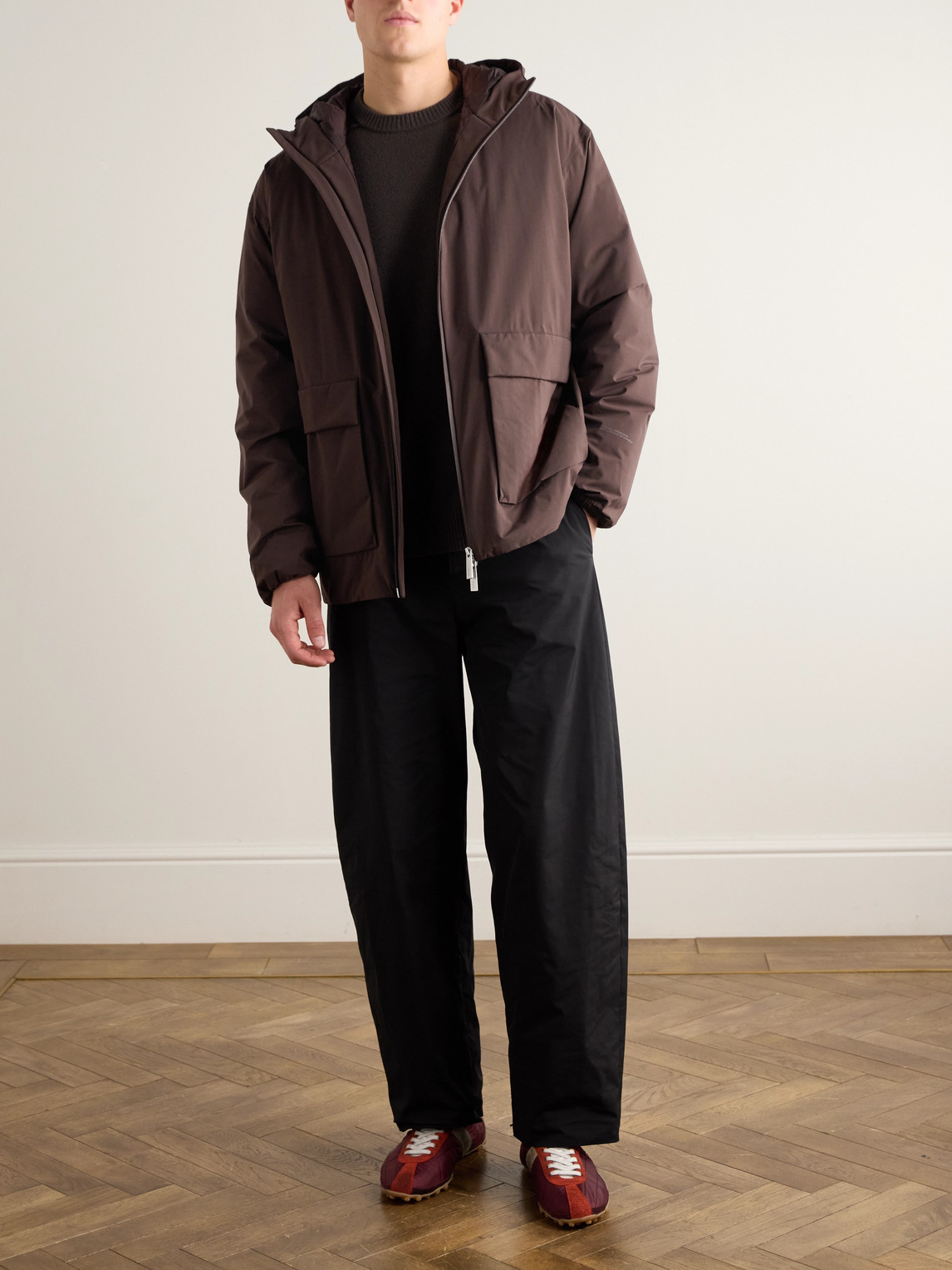 Laminar Hooded Down Jacket In Brown