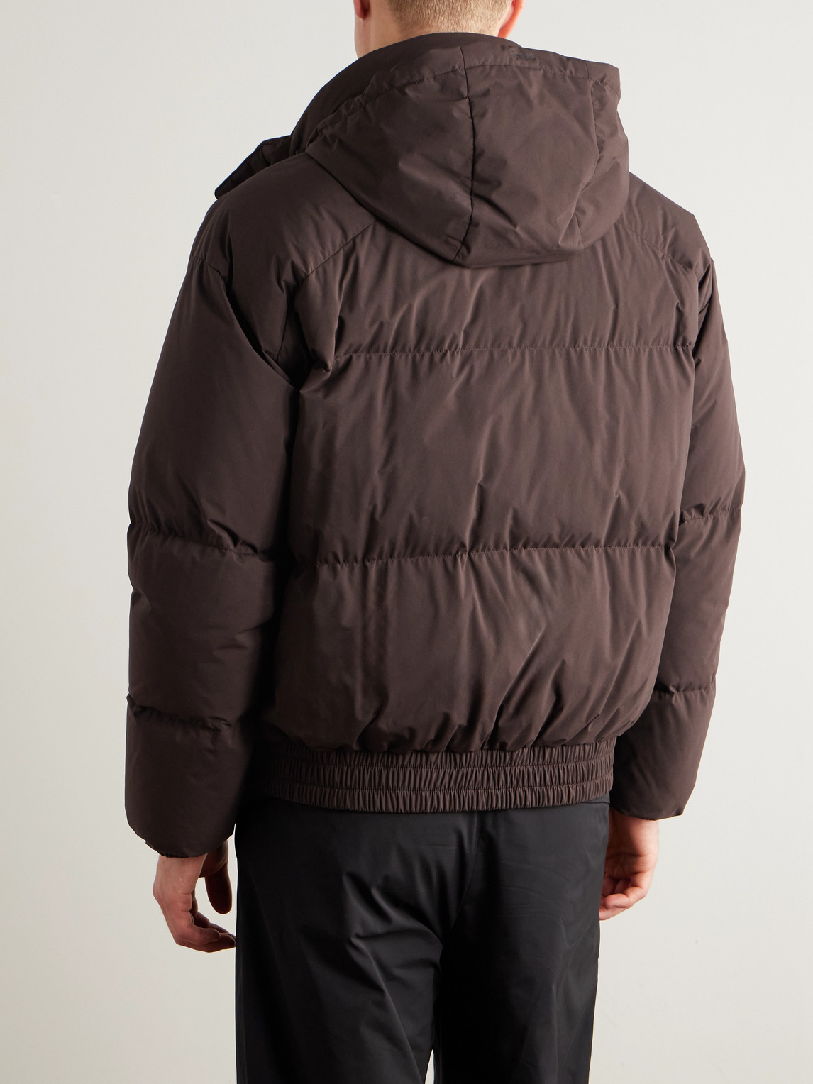 Laminar Quilted Shell Down Hooded Jacket In Brown