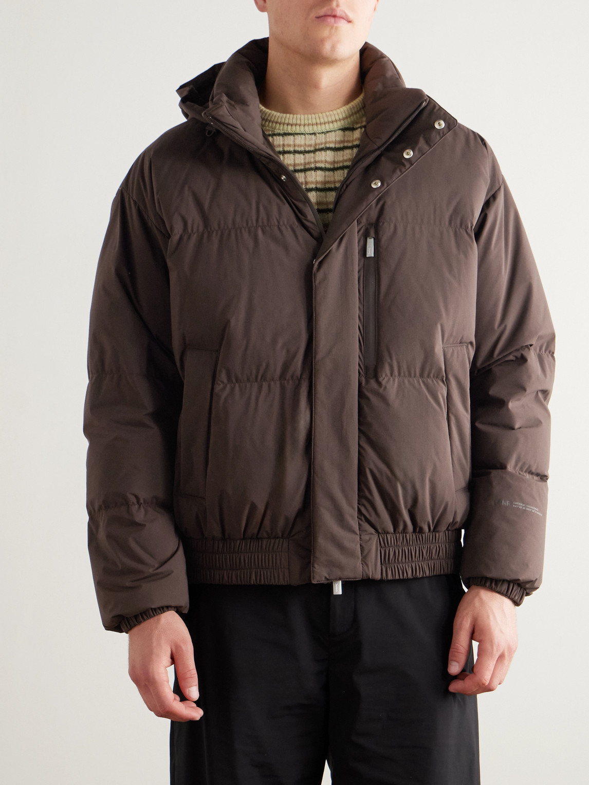 Laminar Quilted Shell Down Hooded Jacket In Brown