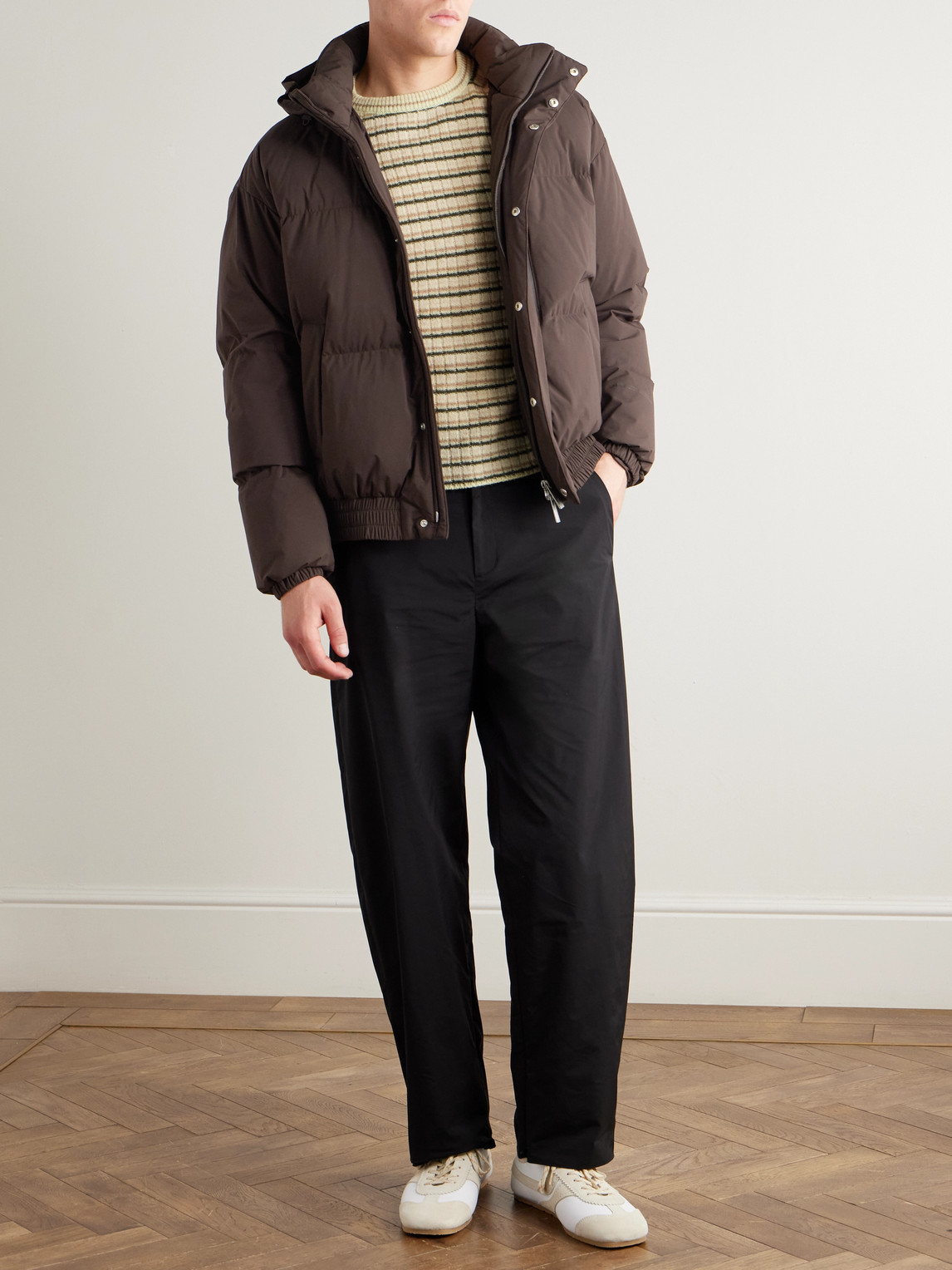 Laminar Quilted Shell Down Hooded Jacket In Brown