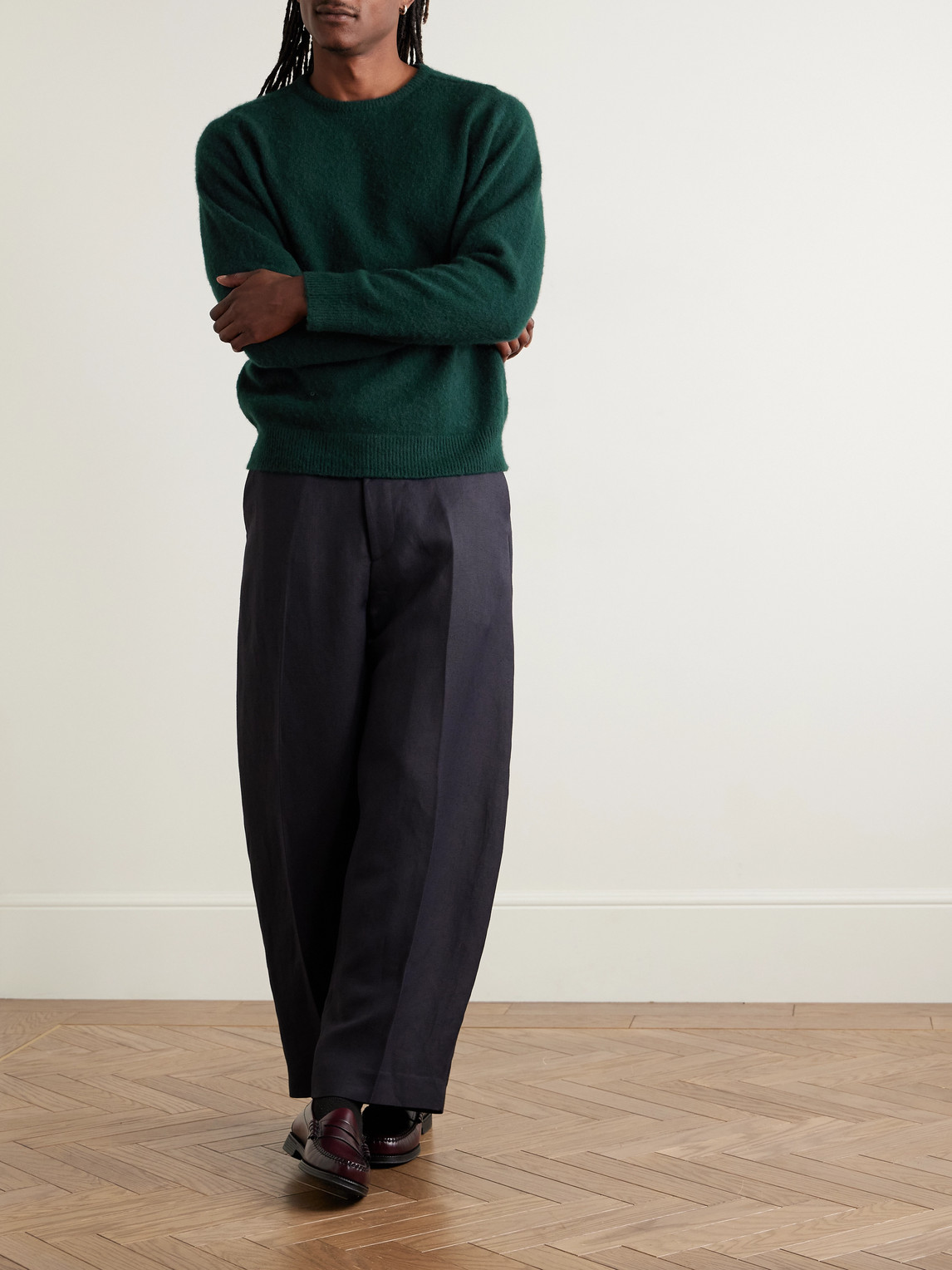 A.presse Brushed-cashmere Sweater In Green