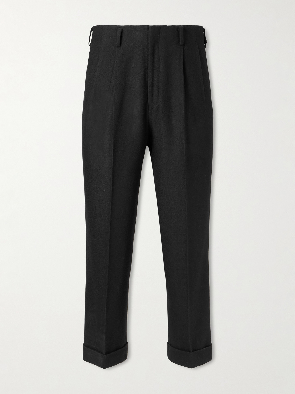 A.presse Straight-leg Pleated Cashmere Trousers In Black