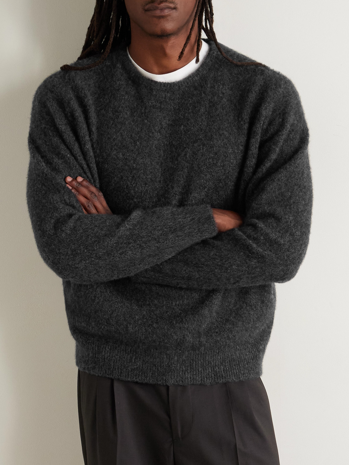 A.presse Brushed-cashmere Sweater In Gray