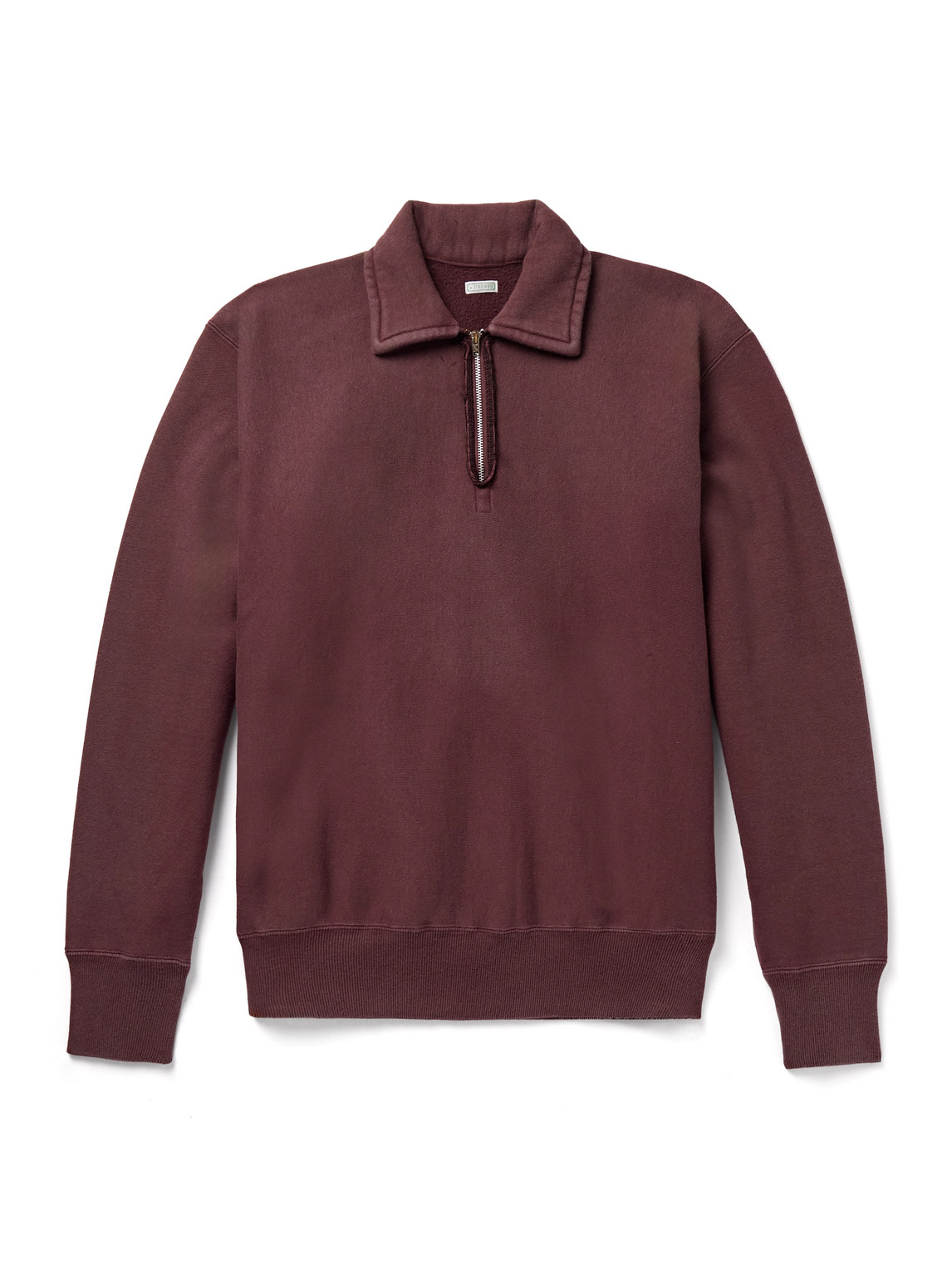 A.presse Vintage Cotton-jersey Half-zip Sweatshirt In Burgundy
