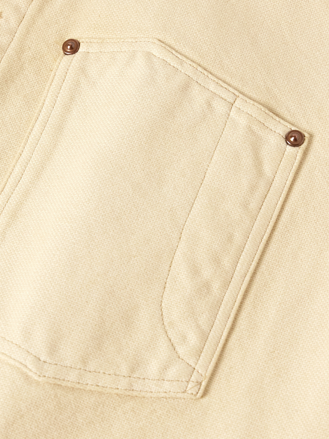 A.presse Vintage Corduroy-trimmed Distressed Cotton-blend Canvas Coverall Jacket In Neutral