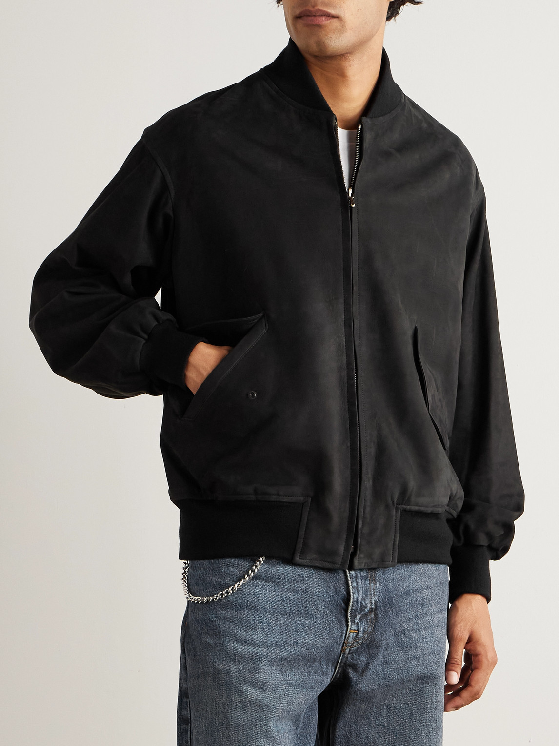 A.presse Nubuck Bomber Jacket In Black