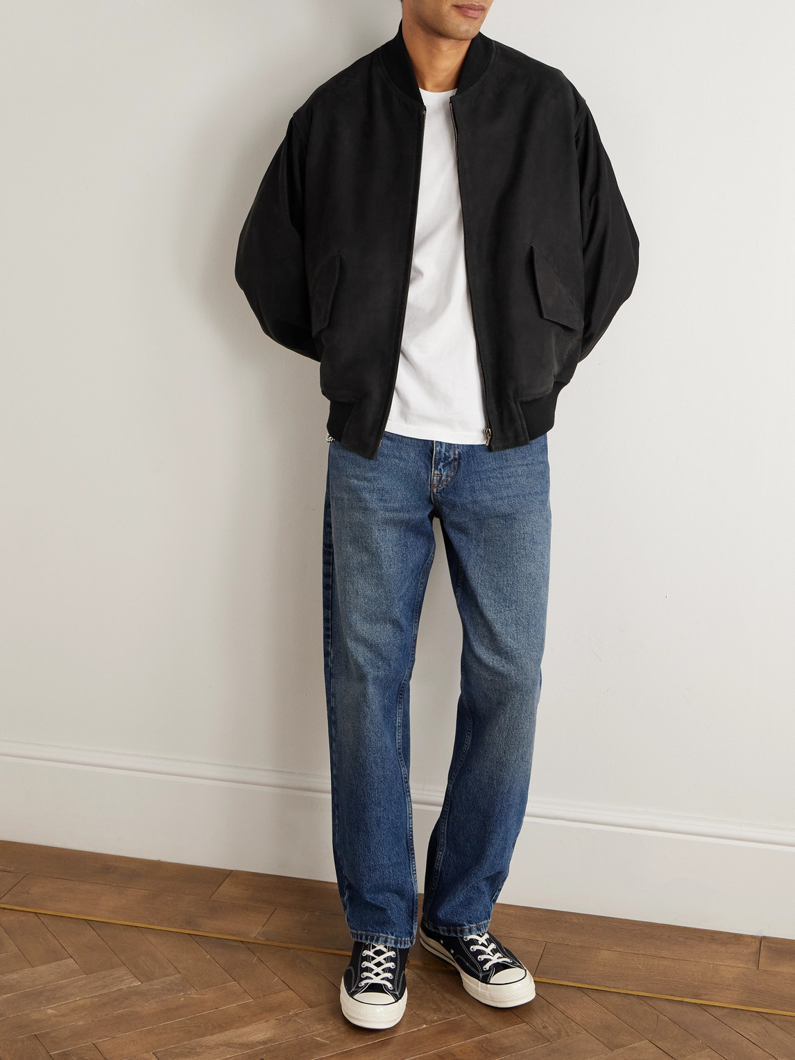 A.presse Nubuck Bomber Jacket In Black