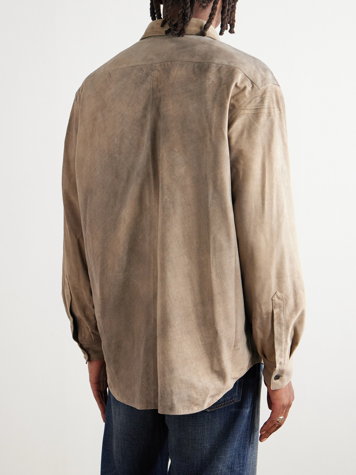  A.presse - Distressed Suede Shirt Jacket - Men - Gray - 1 